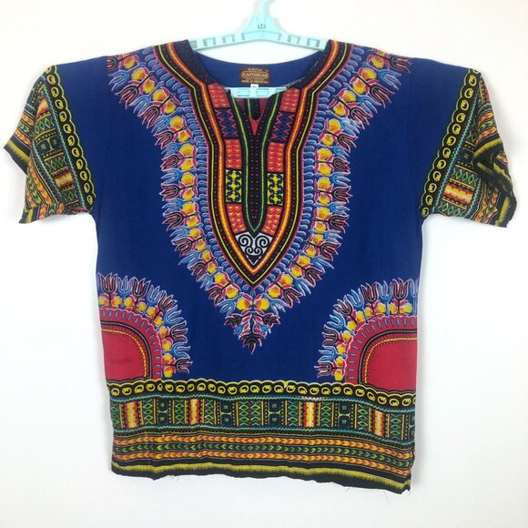 Kahyangan Dashiki Shirt XL Bold Batik Rayon Pullover Unisex Festival African - Picture 1 of 9